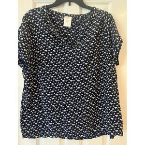 Twee Preppy Costal Beach Vacation Loose Comfy Top Women 14 Neutral Academia